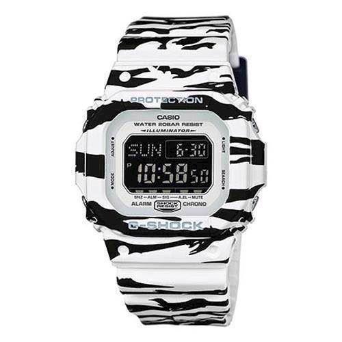 Image of Classic zebra farvet resin med stål quartz multifunktion (3433) Herre ur fra Casio, DW-D5600BW-7ER